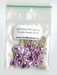 Silver Rimmed Epoxy Nailhead Heart 6mm Hologram Purple