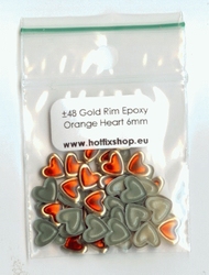 Gold Rimmed Epoxy Nailhead Heart 6mm Hologram Orange