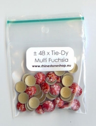 Tie-Dye Multi colour nailhead Fuchia - 6mm