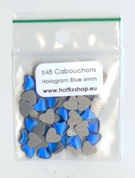 Cabouchon Hartjes 6mm - Blauw Hologram