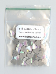 Cabouchon Hartjes 6mm - White AB