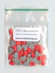 Cabouchon Hartjes 6mm - Neon Pink