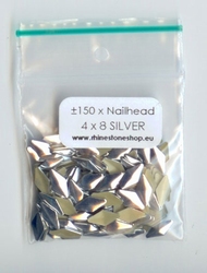 Silver diamond nailheads 4x8mm