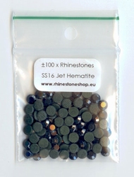 Jet Hematite / Silver Flare Rhinestones SS16 (3.8 - 4.0mm)