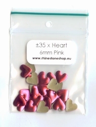 Pink nailhead heart 6x7mm