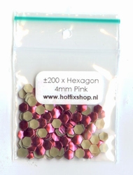 Pink Hexagon 4mm