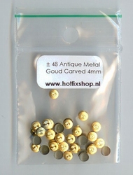 Stoere Metale studs - Rond Carved - 4mm - Goud