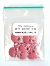 Skulls / doodshoofsjes Parel-Licht Roze 12x10mm