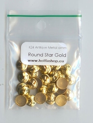 Stoere Metale studs - Round Star Gold 6mm