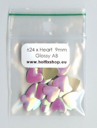 Glossy Silver AB nailhead heart 9mm