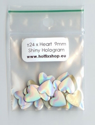 Shiny Hologram Silver nailhead heart 9mm