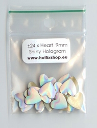 Shiny Hologram Silver nailhead heart 9mm
