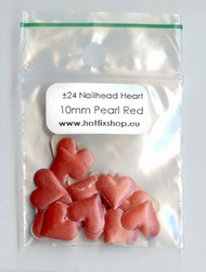 Pearl Red nailhead heart 10mm