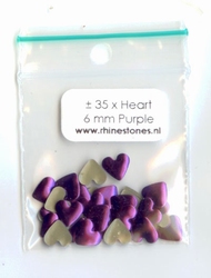 Purple nailhead heart 6x7mm