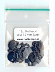 Skulls / doodshoofsjes Parel-Zwart 12x10mm