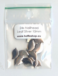Nailhead blaadje zilver plat 10 x 6 mm