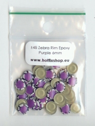 Zebra Rimmed Epoxy Nailhead Round 6mm Purple