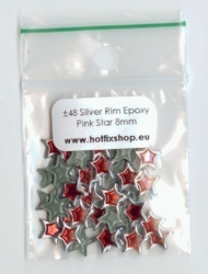 Silver Rimmed Epoxy Nailhead Star 8mm Hologram Pink