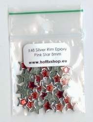Silver Rimmed Epoxy Nailhead Star 8mm Hologram Pink
