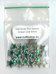 Silver Rimmed Epoxy Nailhead Star 8mm Hologram Green