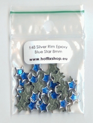Silver Rimmed Epoxy Nailhead Star 8mm Hologram Aqua
