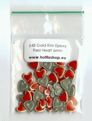 Gold Rimmed Epoxy Nailhead Heart 6mm Red