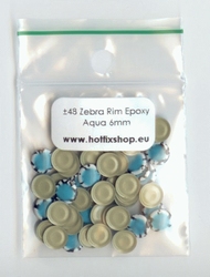 Zebra Rimmed Epoxy Nailhead Round 6mm Aqua