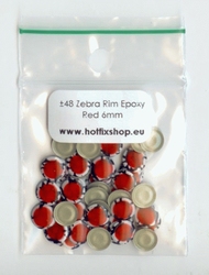 Zebra Rimmed Epoxy Nailhead Round 6mm Red