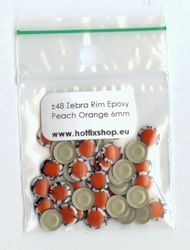 Zebra Rimmed Epoxy Nailhead Round 6mm Orange/Peach