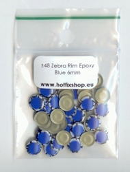 Zebra Rimmed Epoxy Nailhead Round 6mm Blue