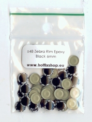 Zebra Rimmed Epoxy Nailhead Round 6mm Black