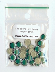 Zebra Rimmed Epoxy Nailhead Round 6mm Green