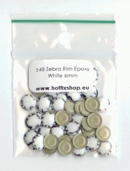 Zebra Rimmed Epoxy Nailhead Round 6mm White