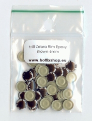 Zebra Rimmed Epoxy Nailhead Round 6mm Brown