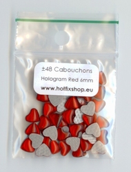 Cabouchon Hartjes 6mm - Siam Rood Hologram