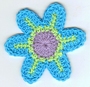 Gehaakte bloem, blauw-groen-paars - 6 cm