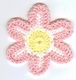 Gehaakte bloem, roze-geel-wit - 6 cm